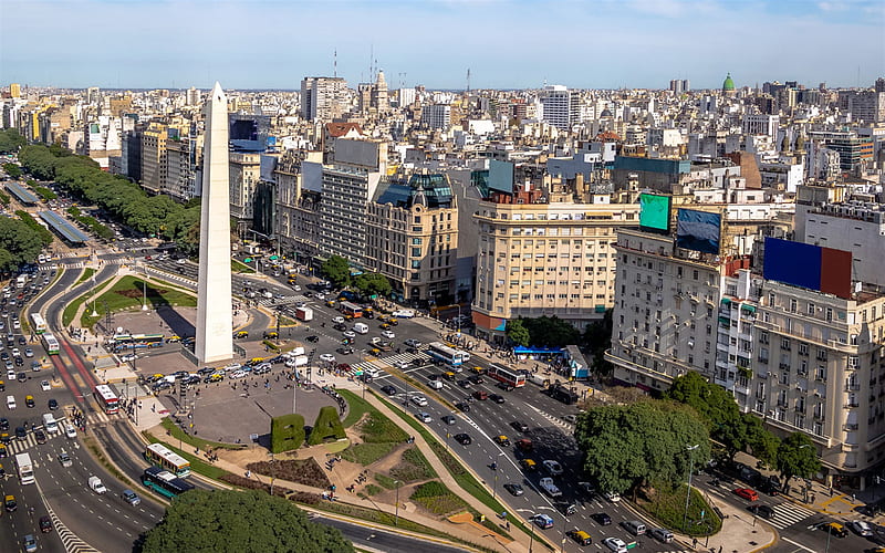 Obelisco de Buenos Aires, monument, square, Buenos Aires, Plaza de la Republica, Obelisk of Buenos Aires, Argentina, Buenos Aires cityscape, panorama, HD wallpaper