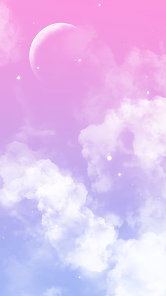 Star and moon, cute, kawaii, pastel, pretty, purple, HD phone wallpaper ...
