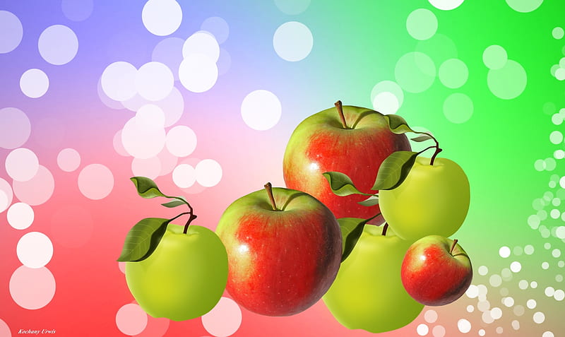 Owoce Jablka, Owoce, Grafika, Bokeh, Jablka, HD wallpaper