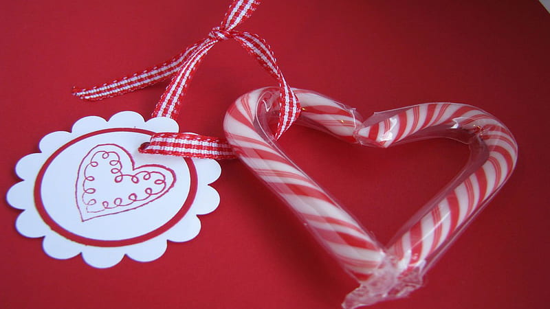 Heart Shape Candy Cane With A Tag Candy Cane, HD wallpaper | Peakpx