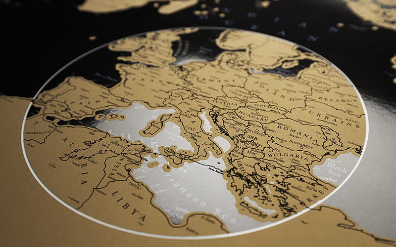 Europe map, circle, brown map, maps concepts, Europe, geographic map of Europe, HD wallpaper