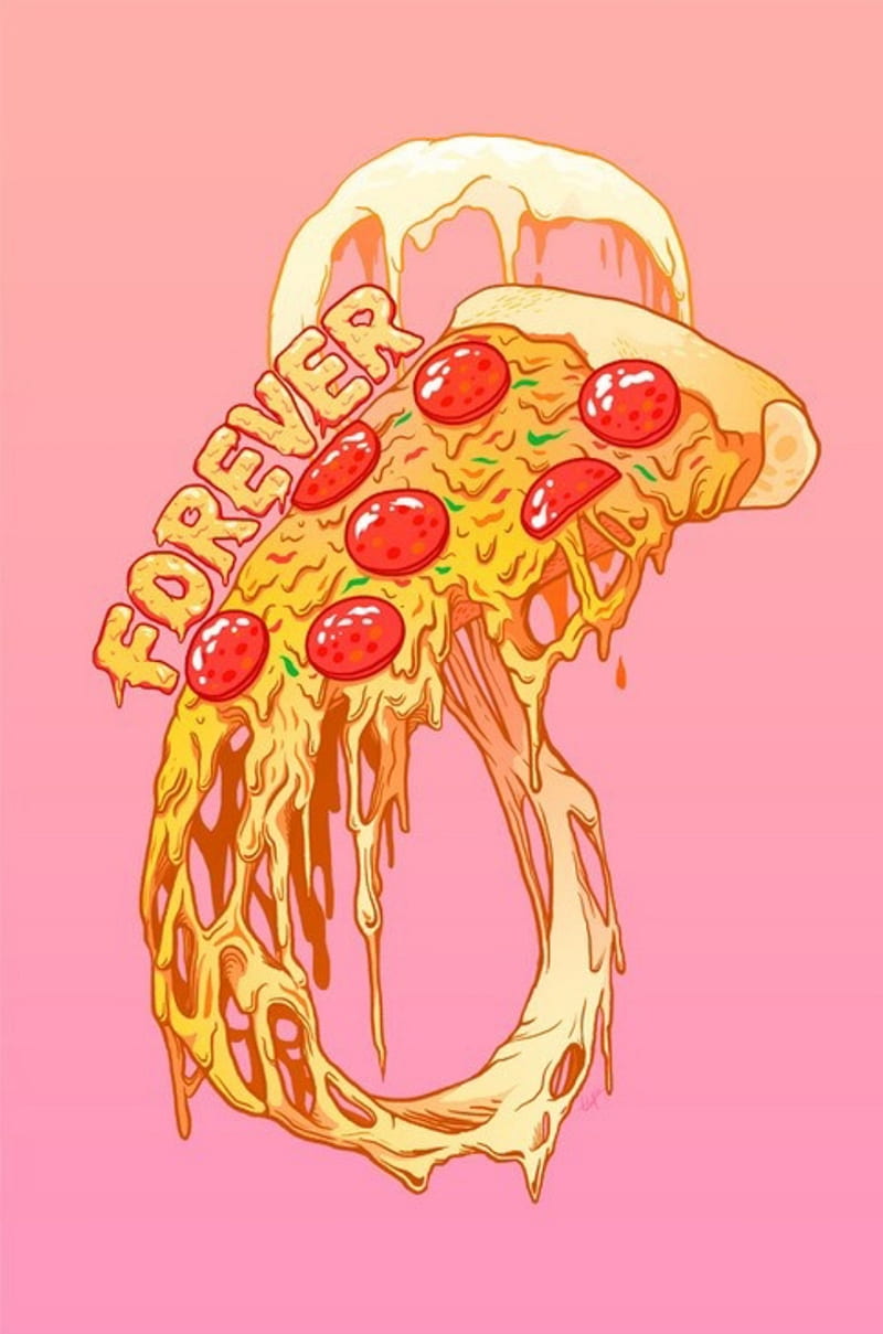 Pizza Forever, awesome, cool, infinity, pepperoni, pink, super, unicorn, HD phone wallpaper