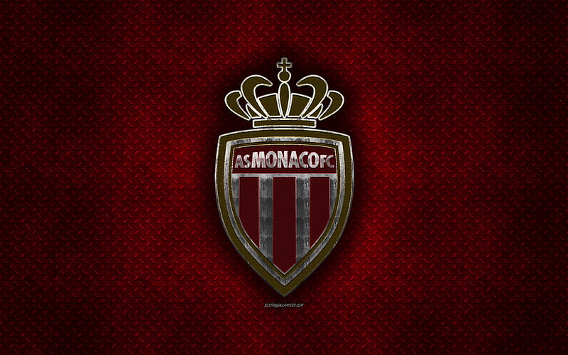 AS Monaco, French football club, red metal texture, metal logo, emblem, Monaco, France, Ligue 1, creative art, football, HD wallpaper