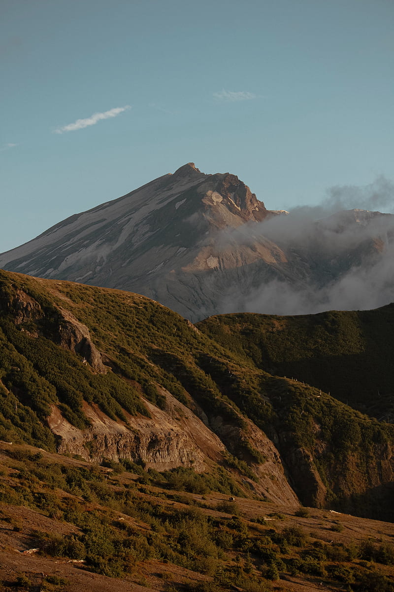 mountain, peak, slope, cloud, landscape, HD phone wallpaper