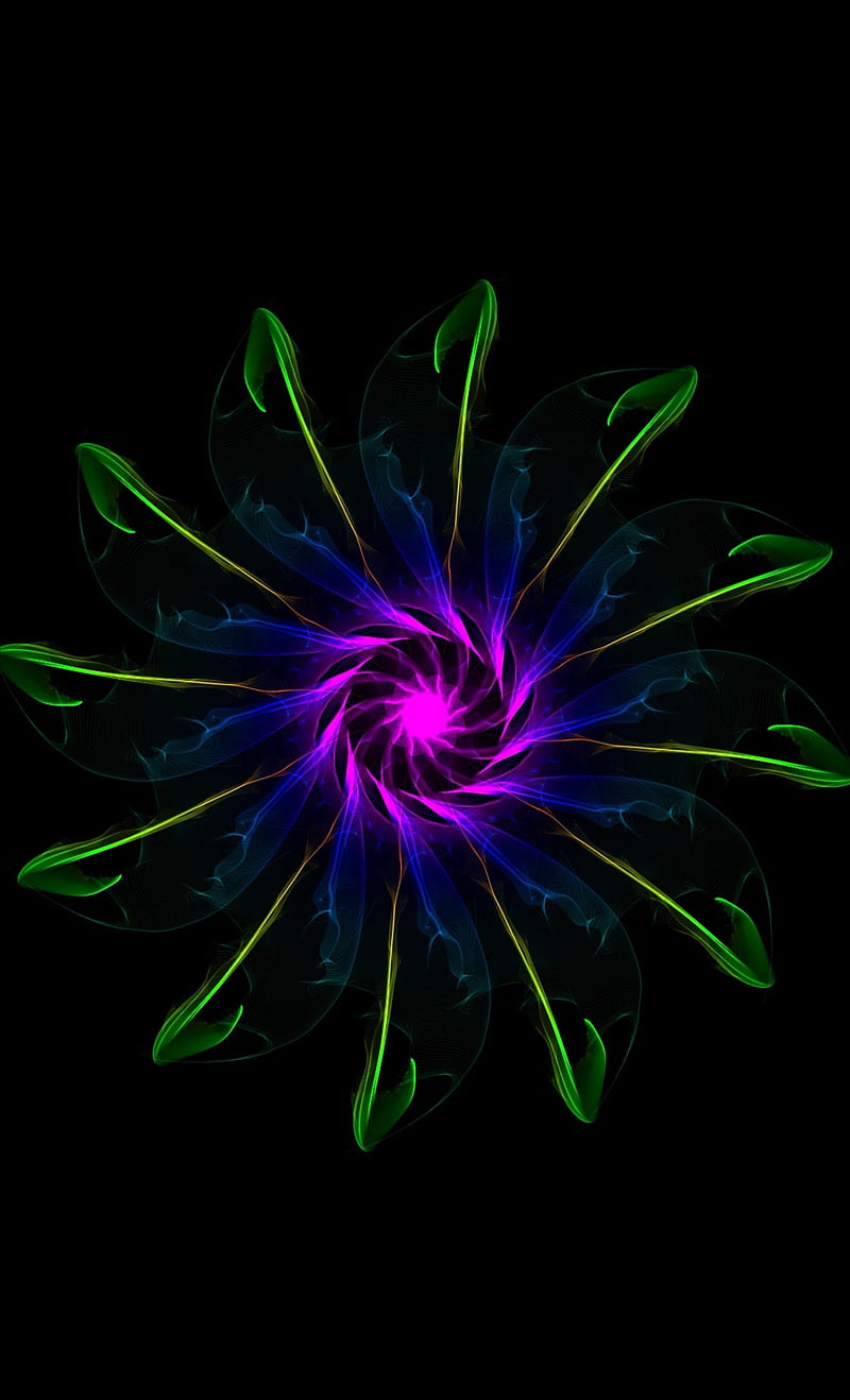 green flower neon, background, birds, black, blue, dope, edge, fireworks, lights, nice, spiders, HD phone wallpaper