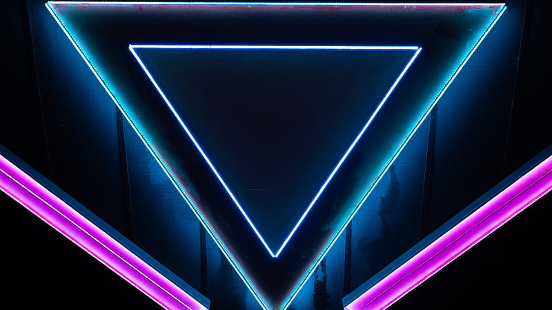 Colorful Triangle Neon Lights Neon, HD wallpaper