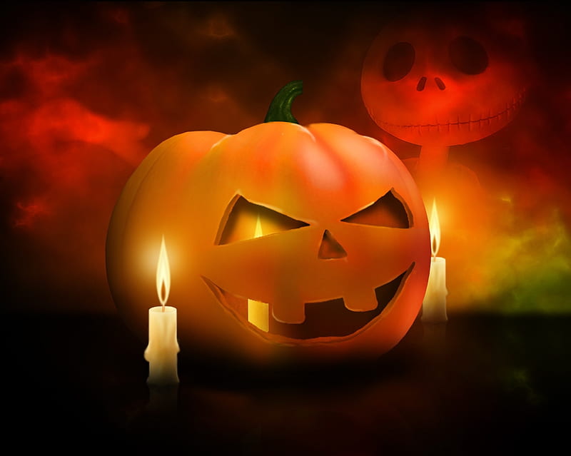 Halloween, candle, ghost, pumpkin, HD wallpaper