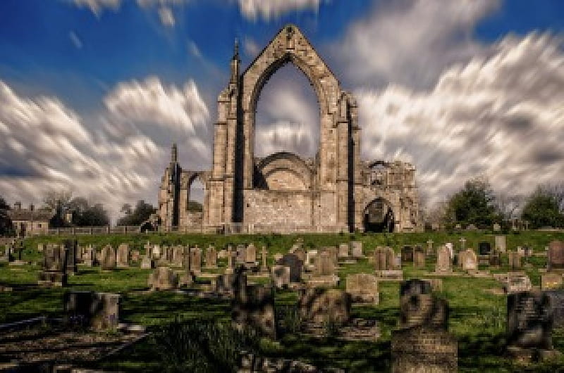 Bolton Abbey in North Yorkshire, Abbeys, Old Buildings, Religious, Architecture, HD wallpaper