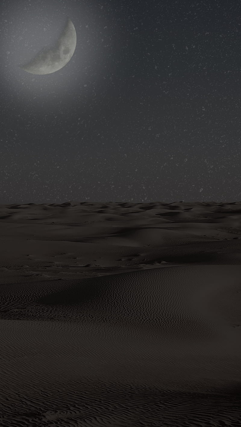 Desert, moon, moonlight, nature, night, HD phone wallpaper