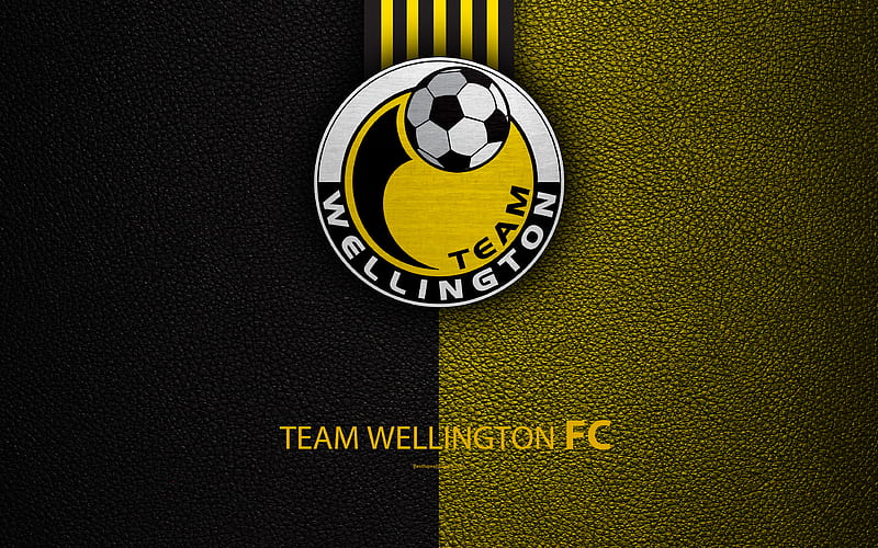 Team Wellington FC New Zealand Football Club, logo, emblem, ISPS Handa Premiership, leather texture, Wellington, New Zealand, NZFC, OFC, Oceania, HD wallpaper