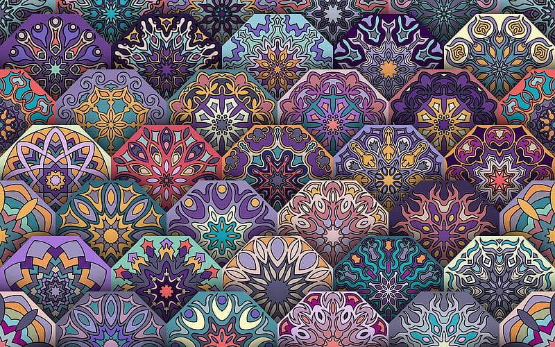 Ornaments, purple, abstract, patterns, HD wallpaper