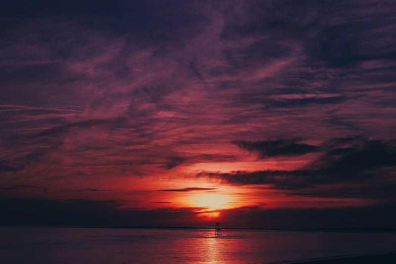 Sky Sea Flares Sunset Water Reflection , sky, stars, sunset, nature, reflection, HD wallpaper