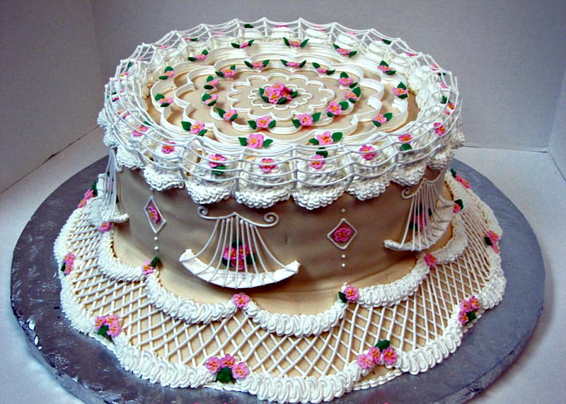Lambeth Cake, Lambeth, Pink, Filigree, White, Broderie, Cakes, HD wallpaper