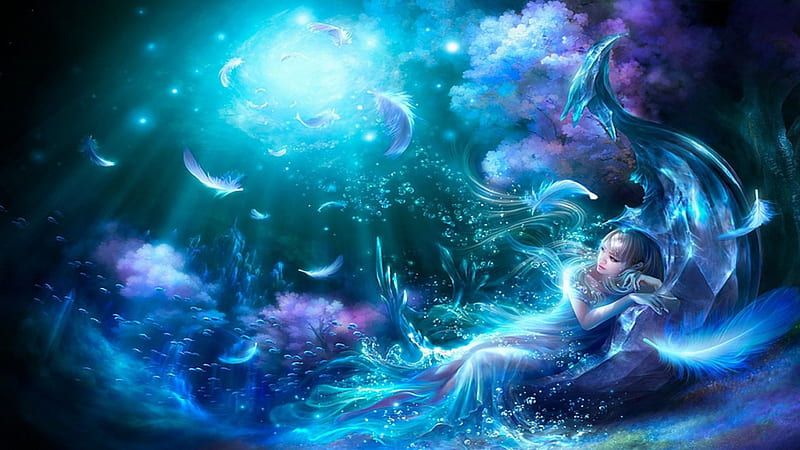 Fantasy Celestial, Girl, Celestial, Blue, Fantasy, HD wallpaper