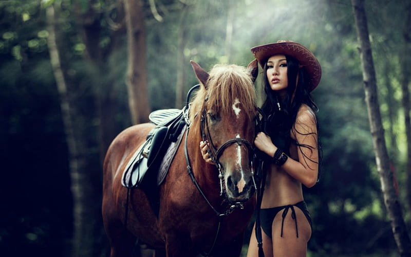 Sexy Cowgirl, model, horse, woman, animals, hat, HD wallpaper | Peakpx