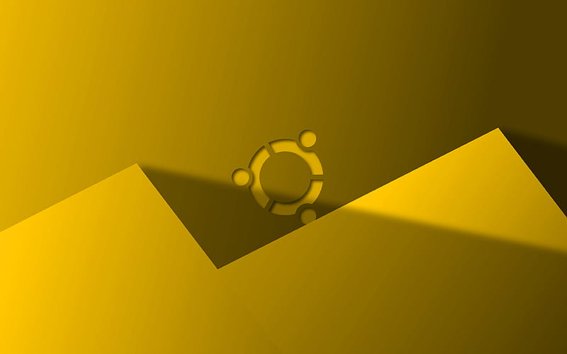 Ubuntu yellow logo creative, Linux, yellow material design, Ubuntu logo, brands, Ubuntu, HD wallpaper