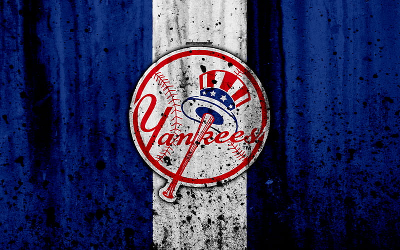 New York Yankees emblem, baseball club, MLB, America, USA, Major League Baseball, stone texture, baseball, HD wallpaper