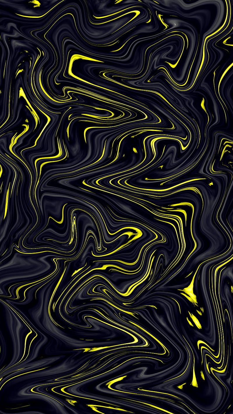 Abstract yellow lava, black, colorful, colors, desenho, flow, liquid, mix, HD phone wallpaper