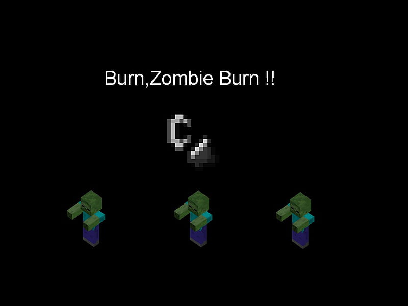 Minecraft, flint and steel, burn, zombie, HD wallpaper