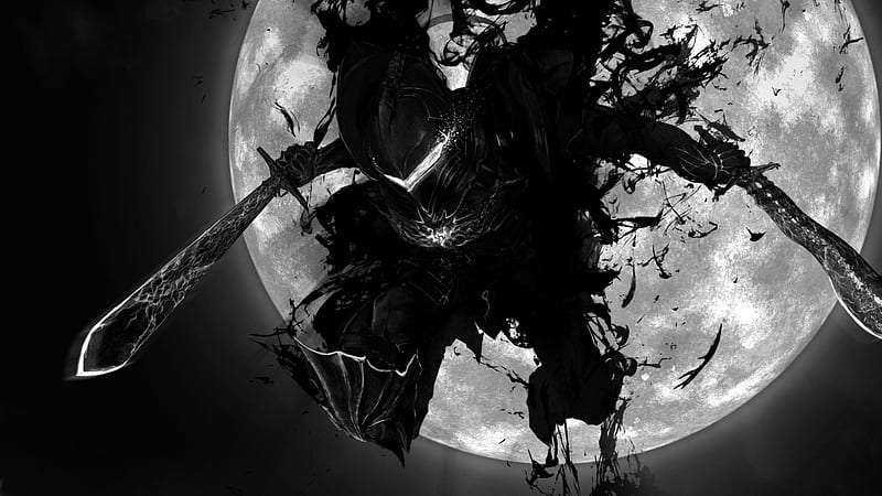 Black Blade, Mask, Black, Zero, Fate Zero, Anime, Sword, White, Dreamself, Fate, Darkness, Shadows, dark, Shadow, Cool, Moon, Blade, HD wallpaper