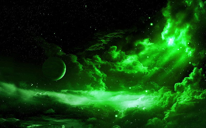 Green Galaxy, green, green planet, green universe, green world, HD wallpaper