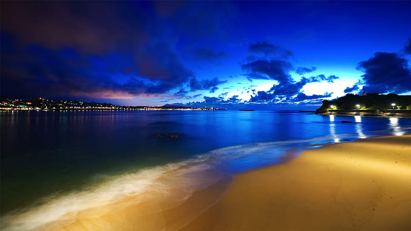 Beautiful Nature, sun, lovely, bonito, sunset, sky, clouds, sea, beach, moon, nature, night, HD wallpaper