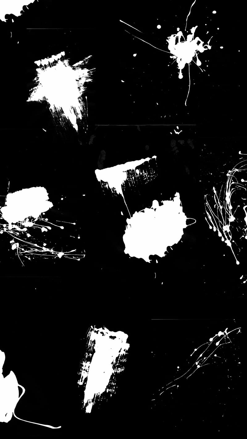 Ink Splashes, abstract, black, desenho, spot, white, HD phone wallpaper