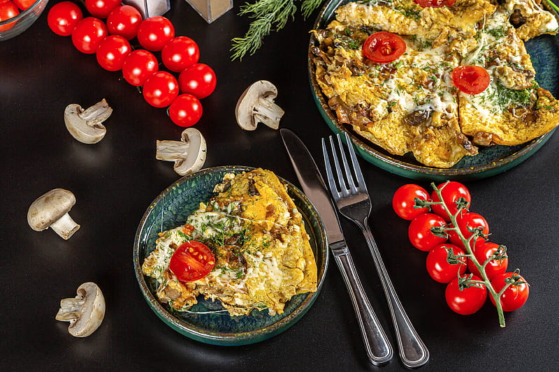 Food, Omelette, Tomato, Mushroom, Still Life, HD wallpaper