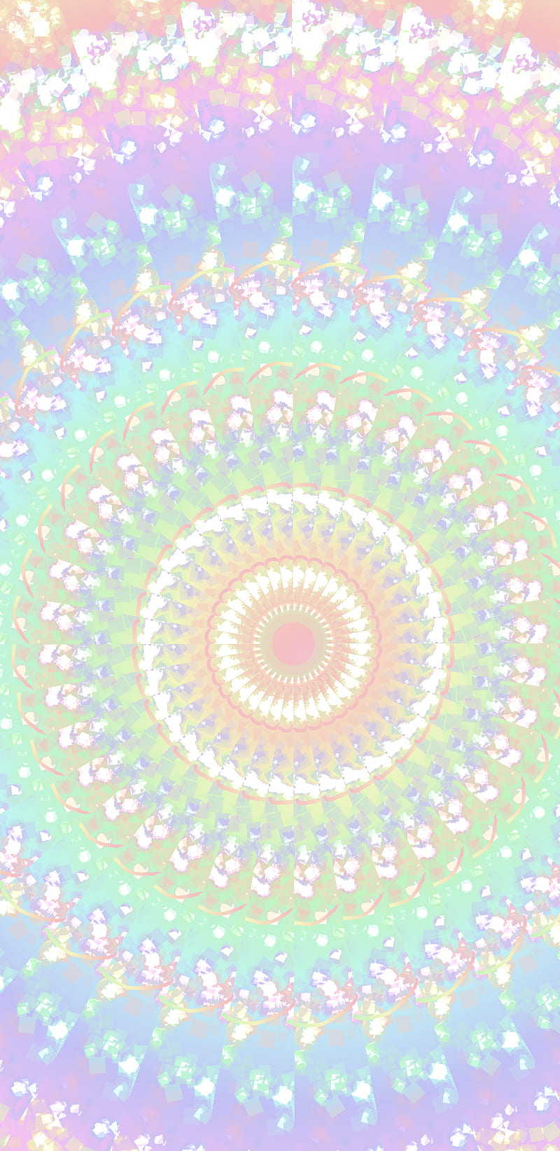 Glitter Spiral, abstract, digital, rainbow, pastel, mandala, HD phone wallpaper
