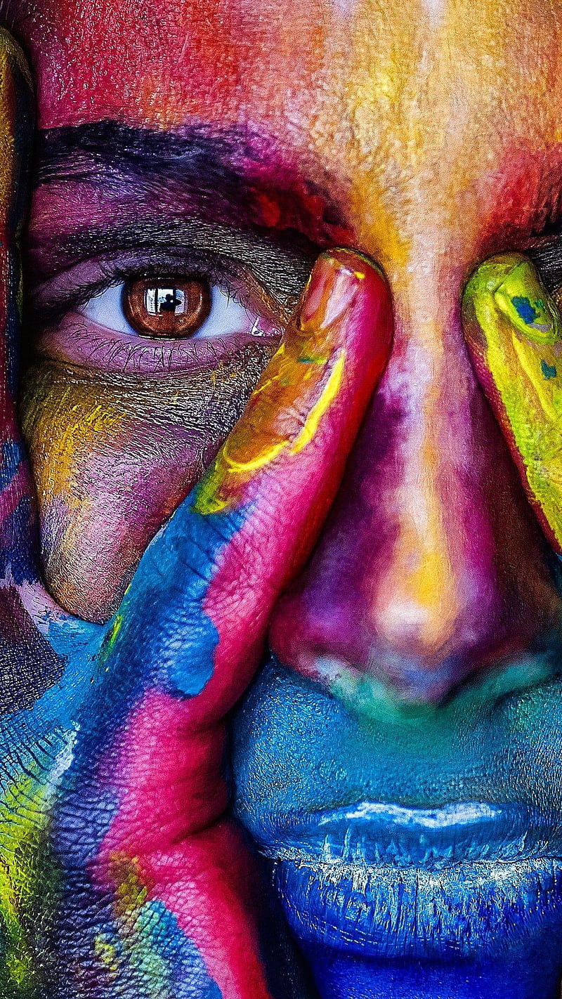 Colourfull face , coloured face, colourfull face, HD phone wallpaper