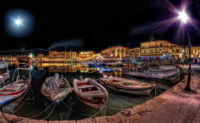 Marina at Night - r, marina, boats, water, lake, HD wallpaper Marina at Night - r, marina, boats, water, lake, HD wallpaper