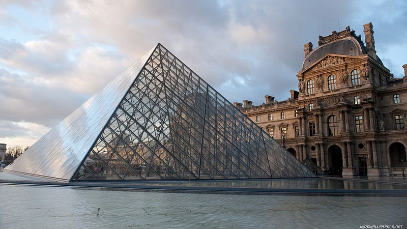 The Louvre in Paris, architecture, paris, louvre, buildings, HD wallpaper