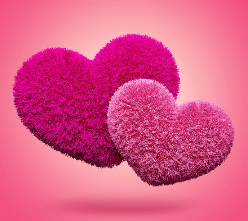 Fluffy Hearts, heart, love, pink, romantic, valentine, HD wallpaper