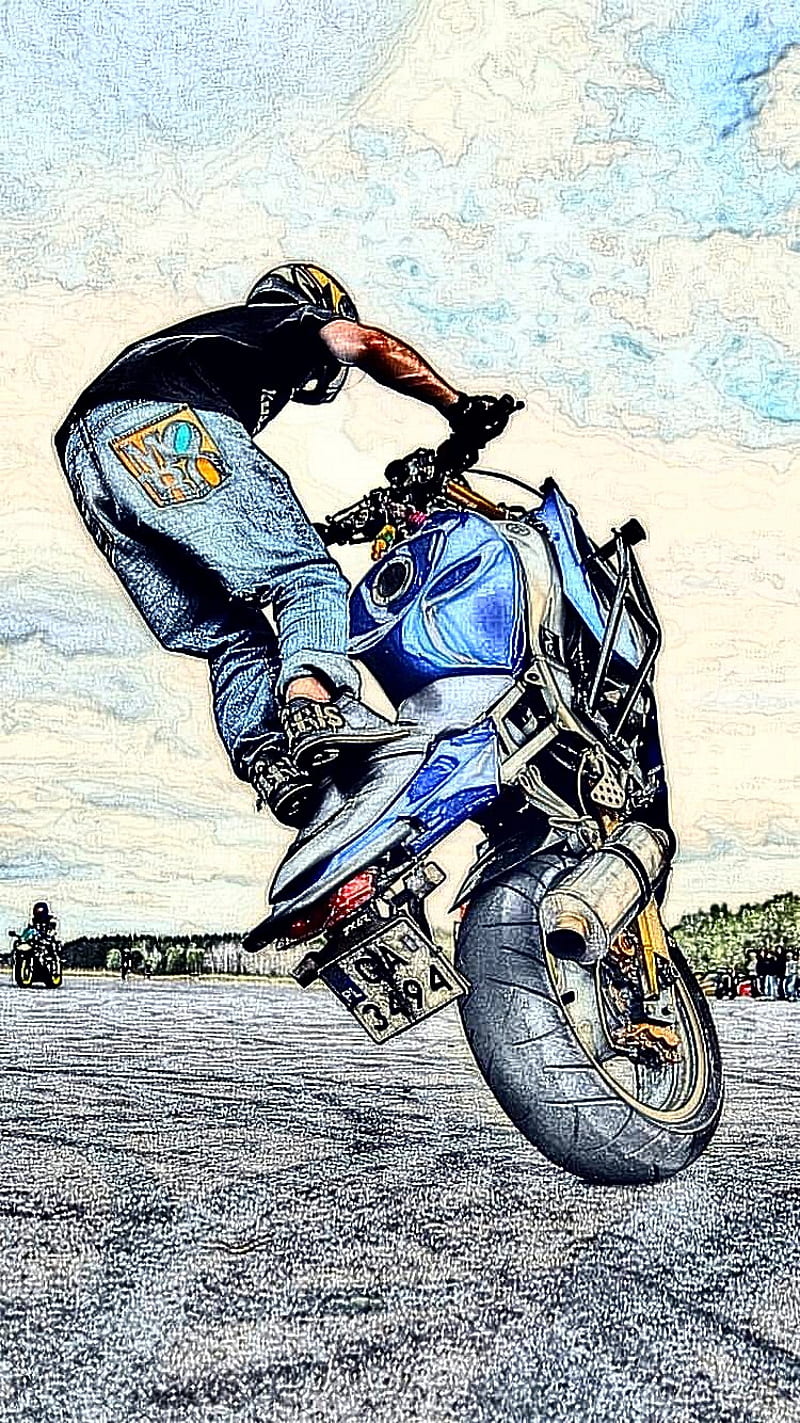 Stunter, cool, motorcycle, stunt, stunts, wheelie, wheeling, HD phone wallpaper