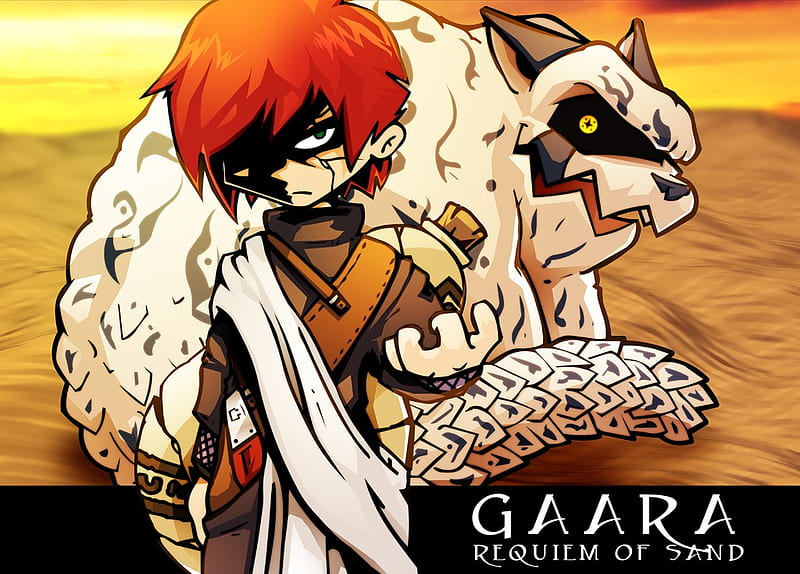 Gaara And His Demon, sakura, naruto, kunai knives, sasuke, itachi, kakashi, nine taled fox, ninja, HD wallpaper