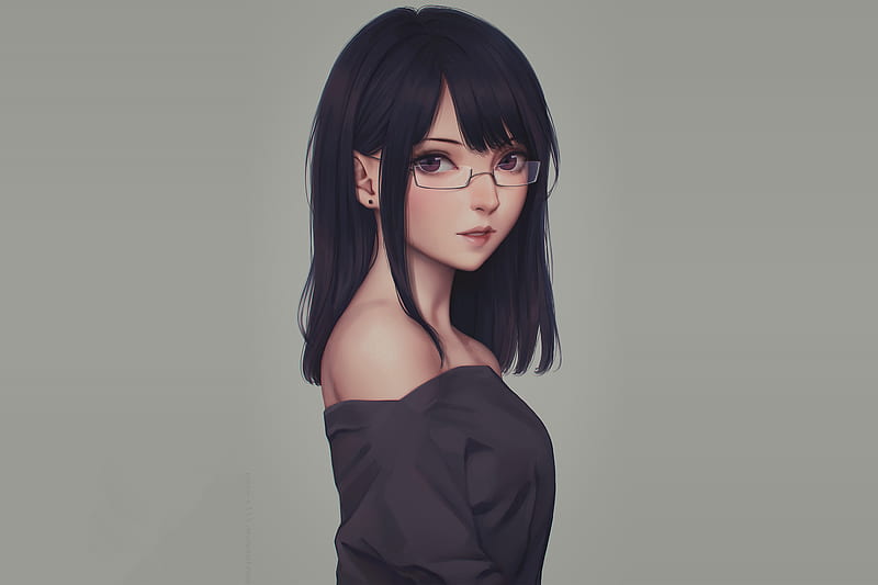 Anime Glasses Girl, anime-girl, anime, artwork, artist, digital-art, HD wallpaper