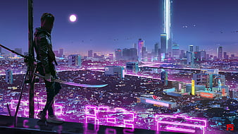 Cyberpunk City Buildings Sci-Fi 4K Wallpaper #4.74