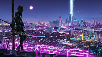 Isometric Cyberpunk City Wallpaper by patrika