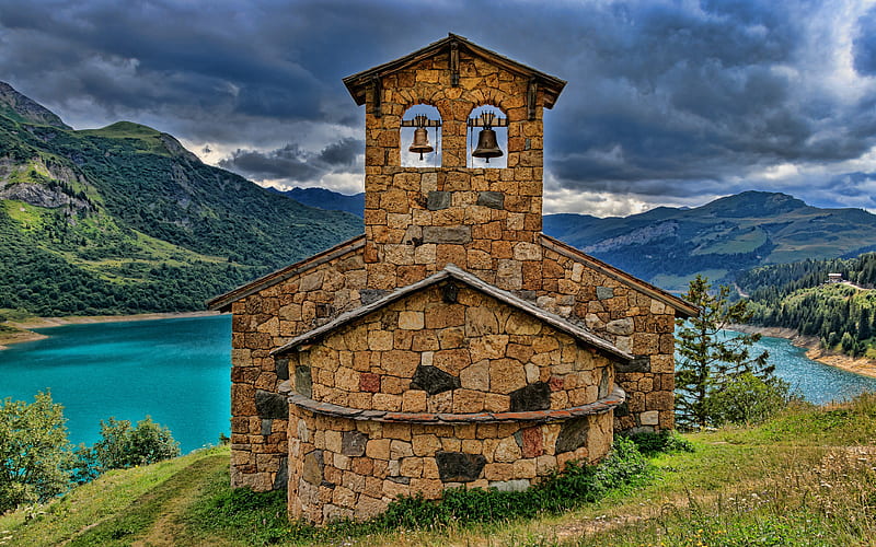 Capella de Roselend, Alps, beautiful nature, Beaufort, Savoie, France, Europe, R, HD wallpaper