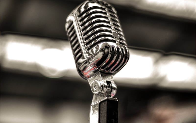 old steel microphone, Vintage Microphone, Classic Retro Dynamic Vocal Microphone, music concepts, microphones, HD wallpaper