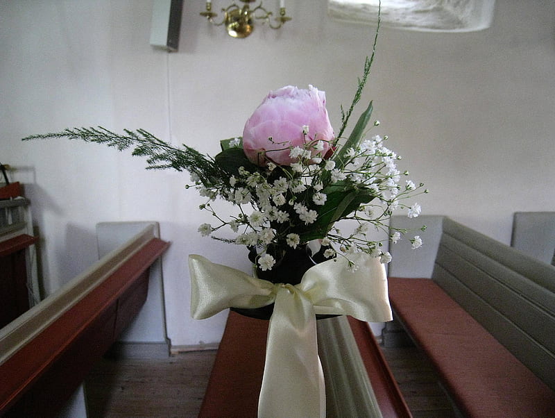 Decoraciones de la boda, verde, bancos, cinta, flor, iglesia, rosa, Fondo  de pantalla HD | Peakpx