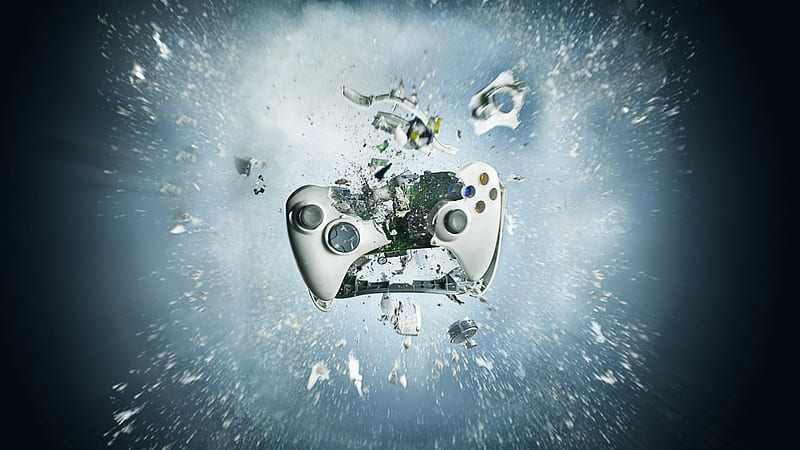 Exploding Xbox Controller, explode, controller, cool, xbox, HD wallpaper