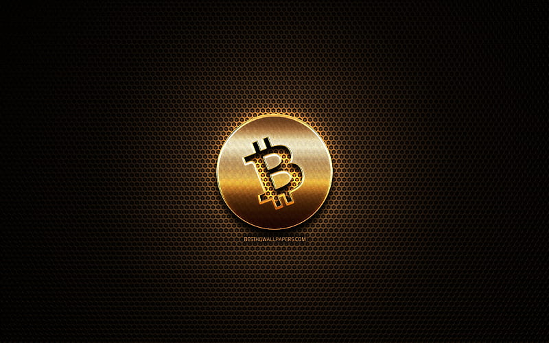 Bitcoin Cash glitter logo, cryptocurrency, grid metal background, Bitcoin Cash, creative, cryptocurrency signs, Bitcoin Cash logo, HD wallpaper