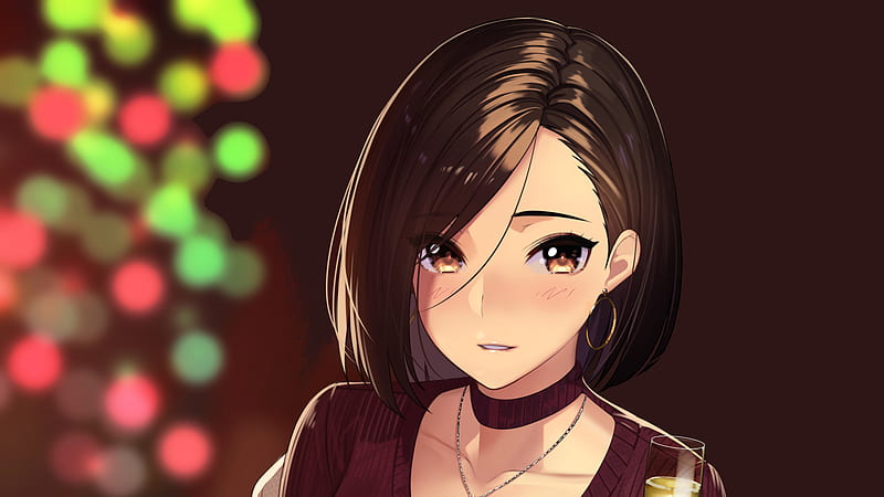 Chica anime de pelo corto negro con vestido marrón chica anime, Fondo de  pantalla HD | Peakpx