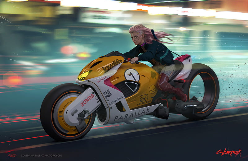 Cyberpunk Cyborg Girl Biker 2077, HD wallpaper