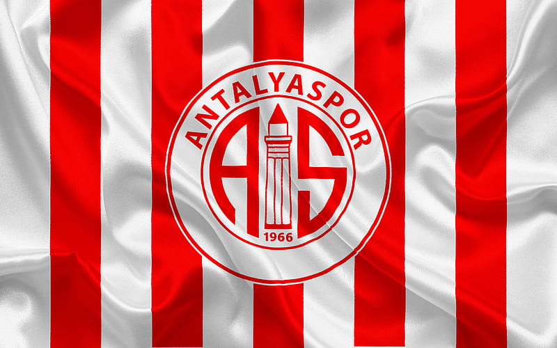 Antalyaspor, football, Turkish football club, Antalyaspor emblem, logo, red white silk flag, Antalya, Turkey, Turkish Football Championship, HD wallpaper