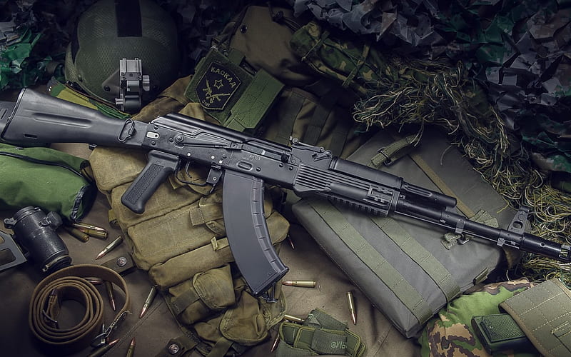 Kalashnikov assault rifle, ak-103, combat weapons, cartridges, special forces, equipment, Russian modern weapons, HD wallpaper