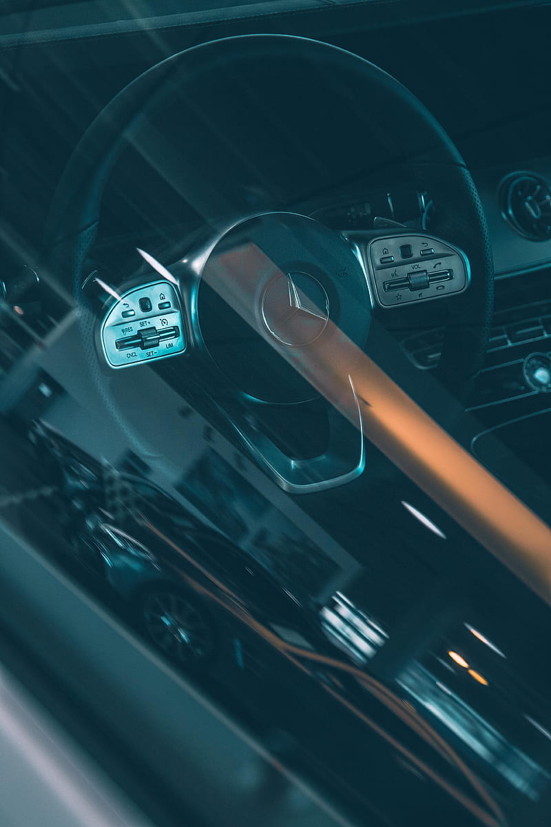 mercedes, car, steering wheel, black, HD phone wallpaper