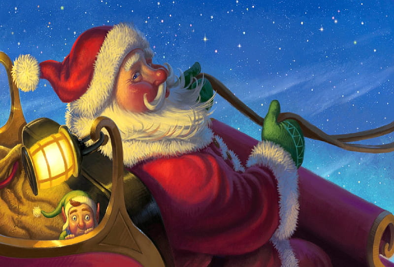 Little Stowaway, santa, christmas, toys, elf, HD wallpaper | Peakpx
