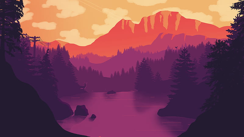 3840x2400 Download Nature Sunset Simple Minimal Illustration 1440x2560